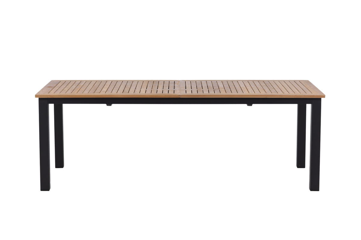 Panama förlängningsbart matbord 224/324x100 cm svart aluminium och teak