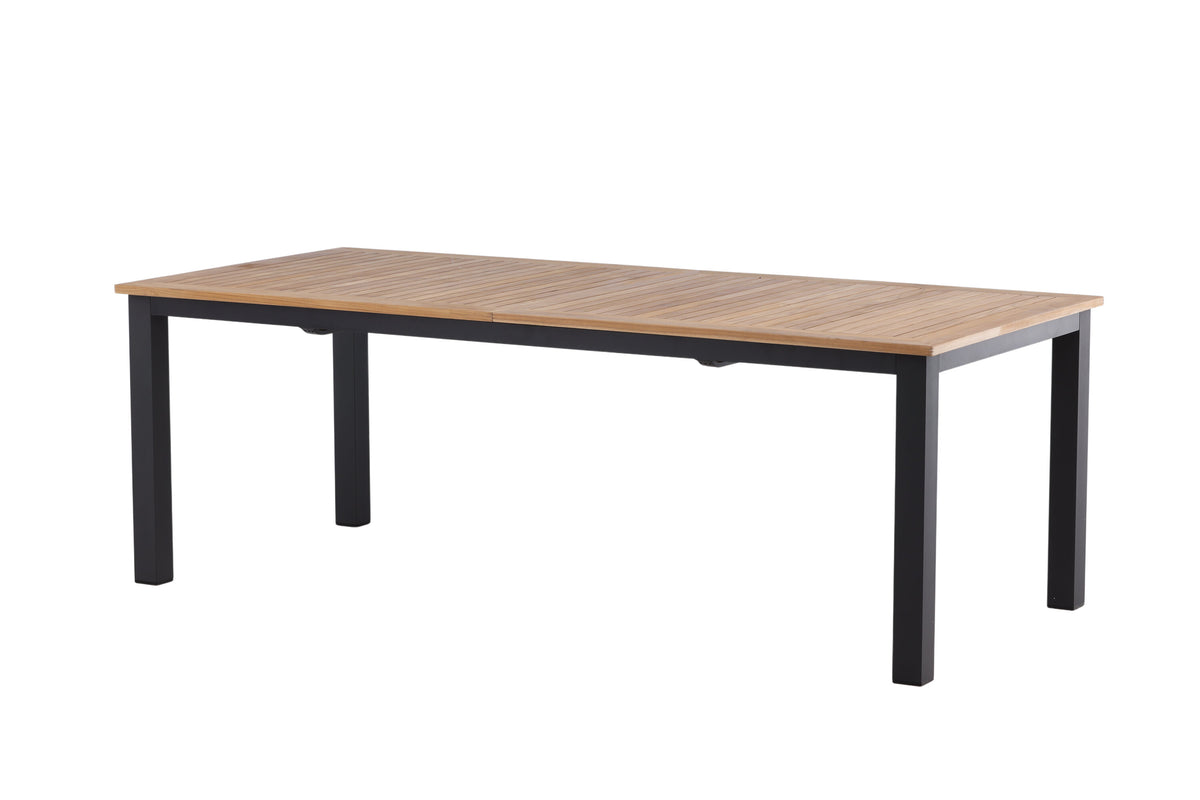 Panama förlängningsbart matbord 224/324x100 cm svart aluminium och teak