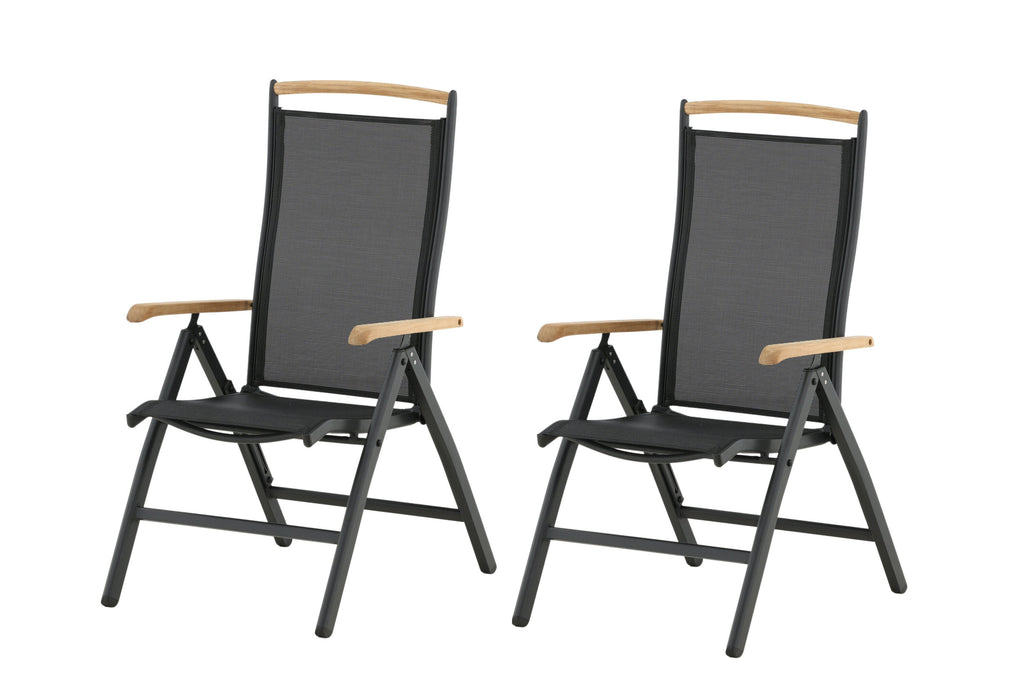 Panama positionsstol med fem lägen 2-pack svart