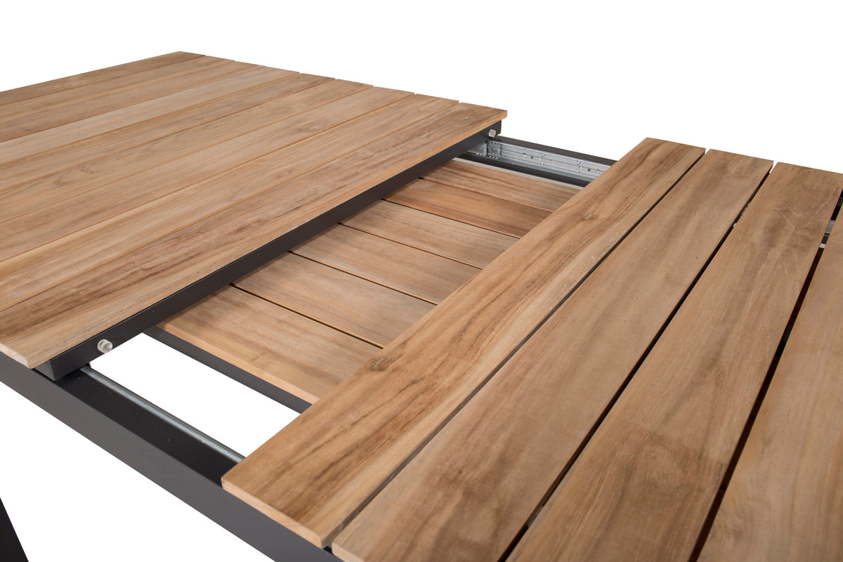 Mexico rektangulärt matbord 180/240 cm svart/teak