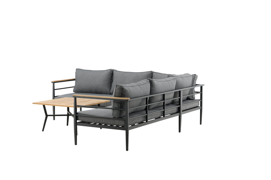 Mexico hörnsoffgrupp i svart aluminium och teak