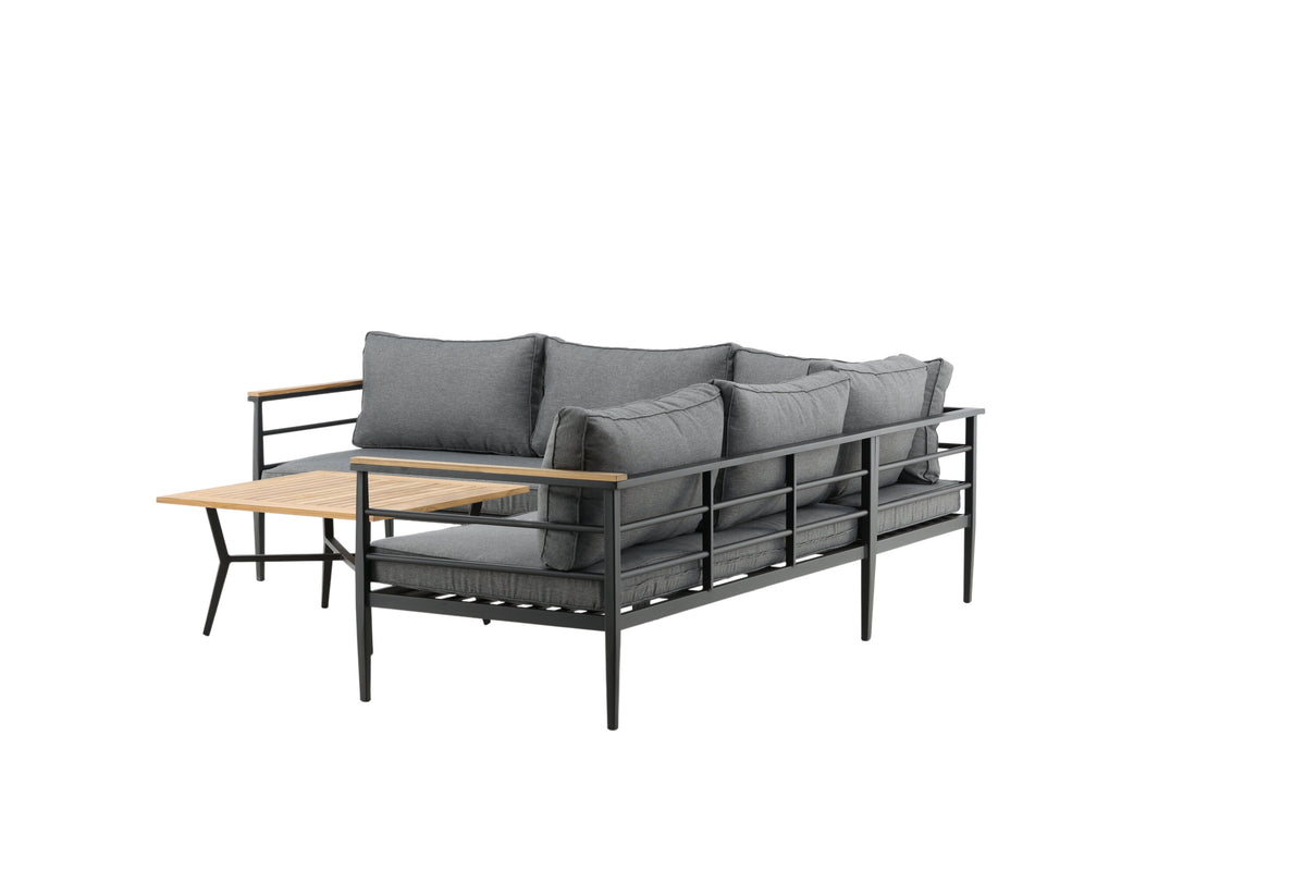 Mexico hörnsoffgrupp i svart aluminium och teak