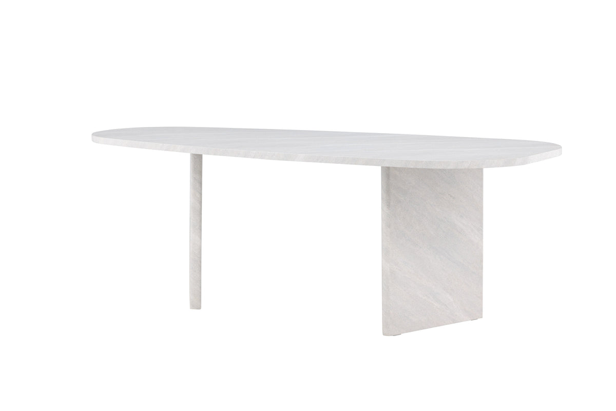 Grönvik ovalt matbord 220x100 cm vit betongimitation