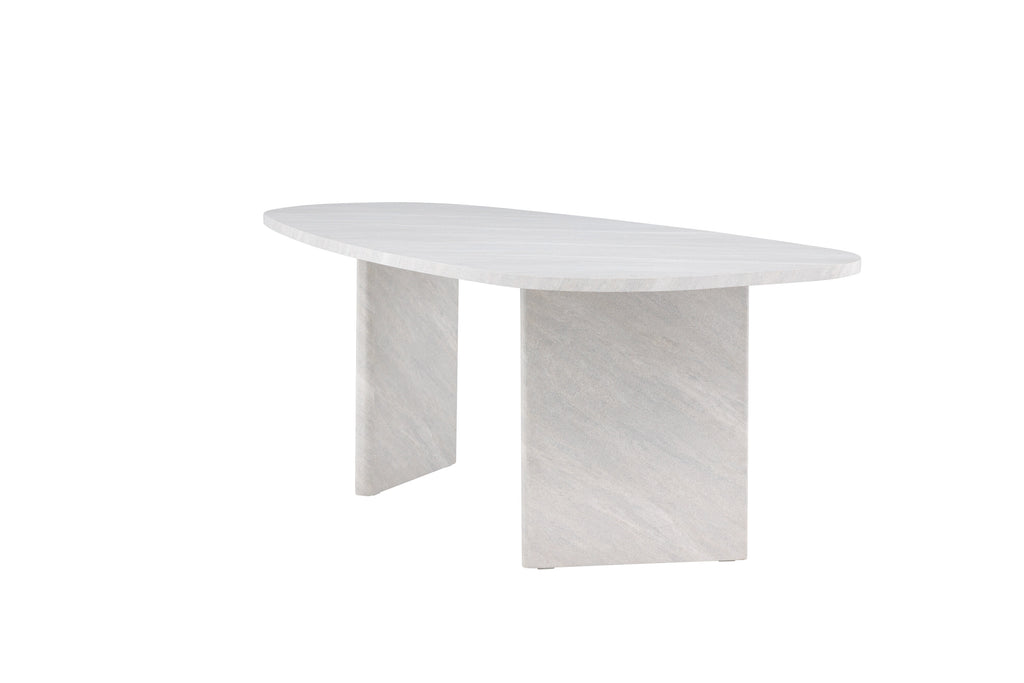 Grönvik ovalt matbord 220x100 cm vit betongimitation