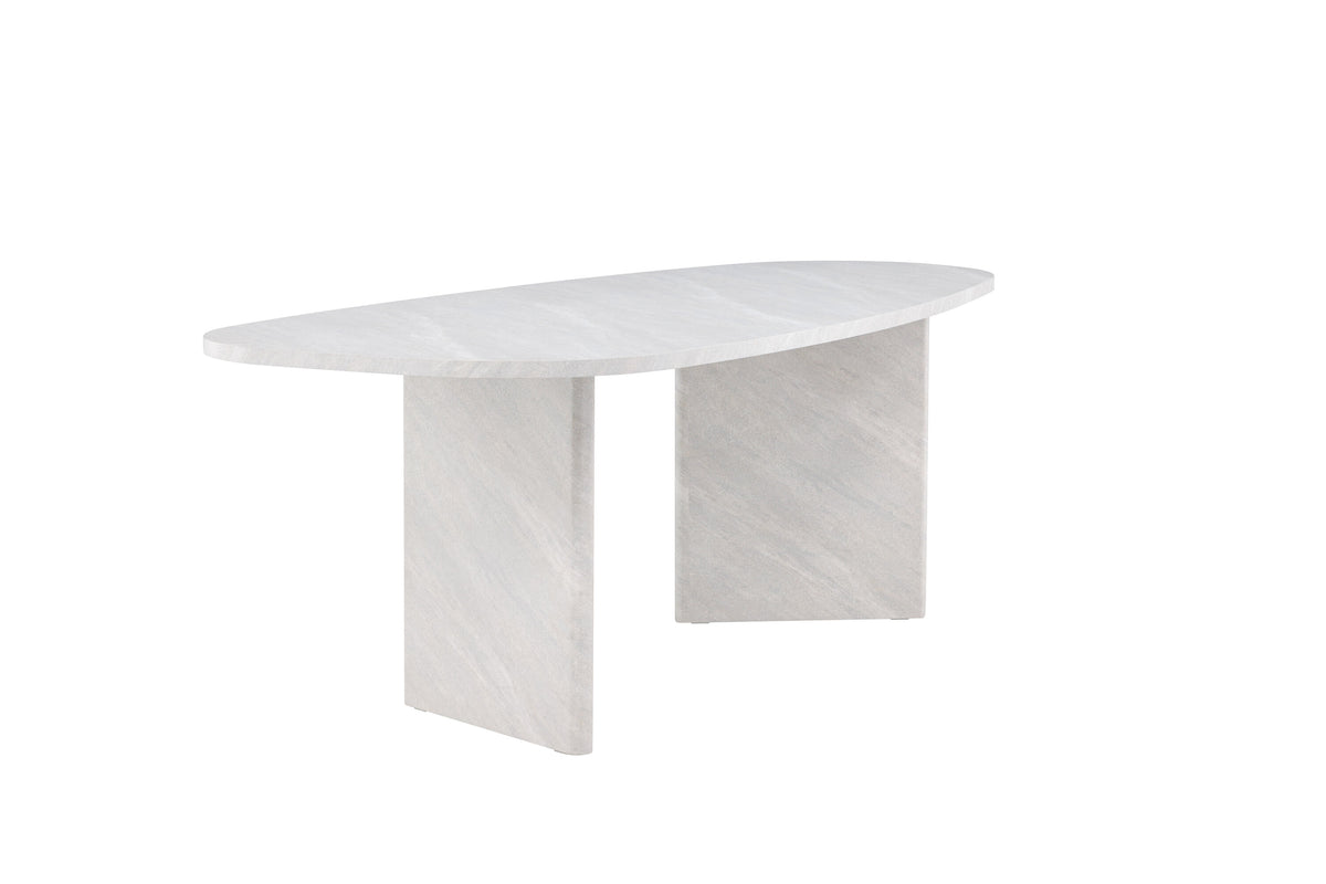 Grönvik ovalt matbord 220x100 cm vit betongimitation