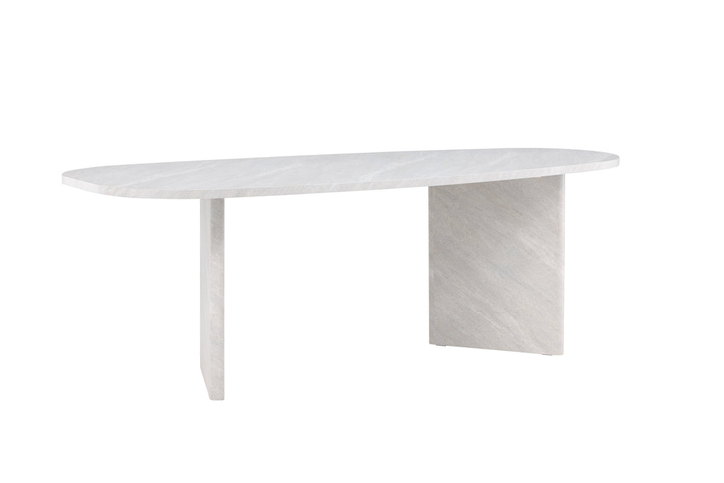 Grönvik ovalt matbord 220x100 cm vit betongimitation