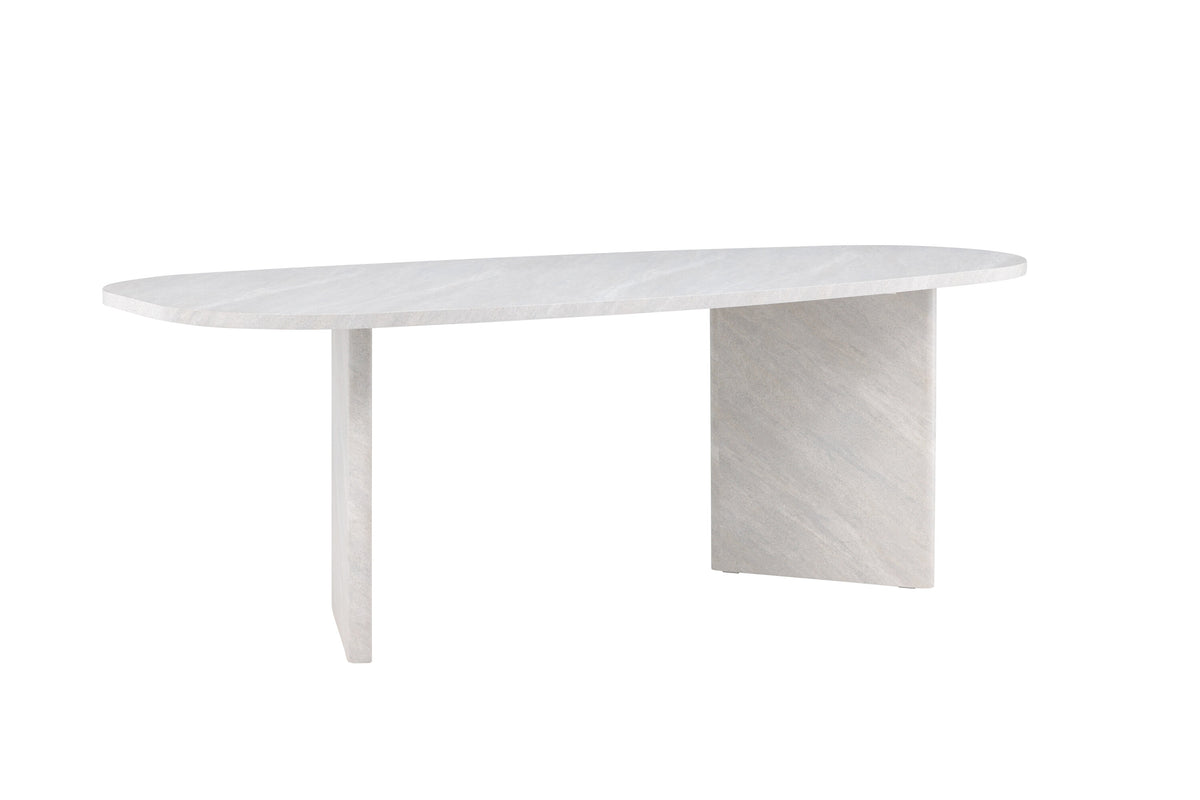 Grönvik ovalt matbord 220x100 cm vit betongimitation