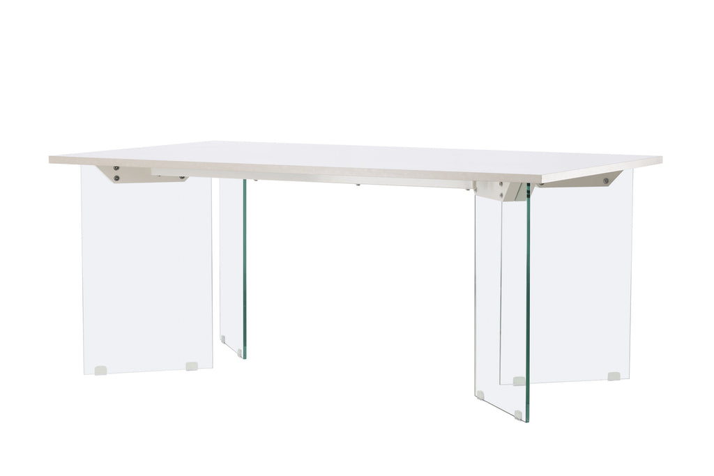 Ester matbord 100x180 cm glas med ljusgrå betongutseende