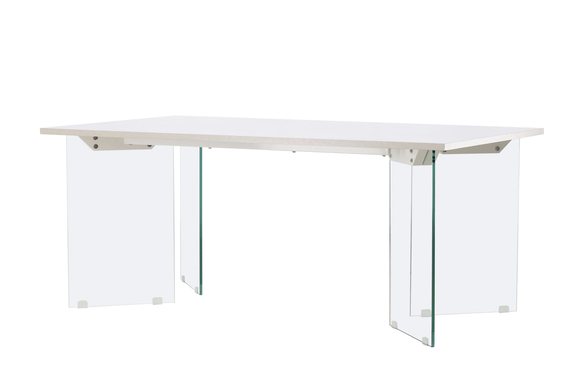 Ester matbord 100x180 cm glas med ljusgrå betongutseende