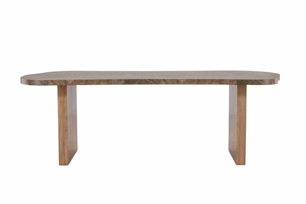 Eleonora ovalt matbord 100x230 cm brunt med marmorimitation