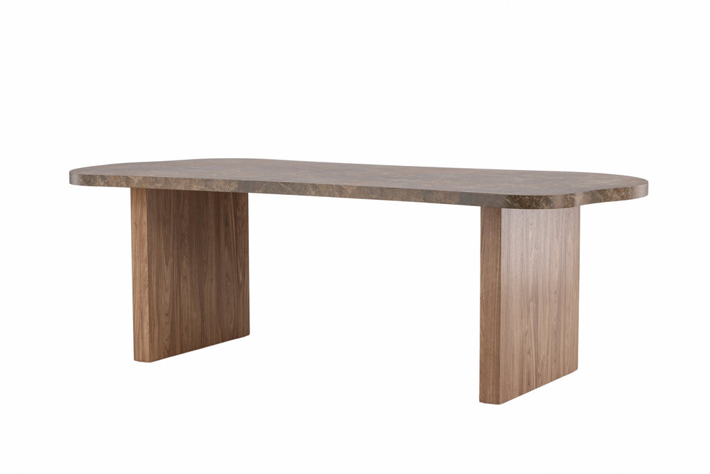 Eleonora ovalt matbord 100x230 cm brunt med marmorimitation
