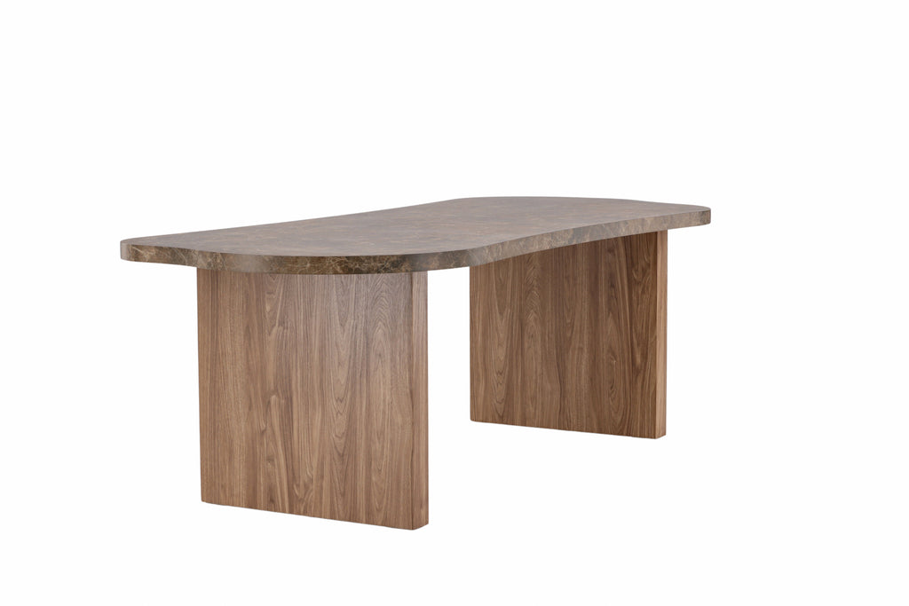 Eleonora ovalt matbord 100x230 cm brunt med marmorimitation
