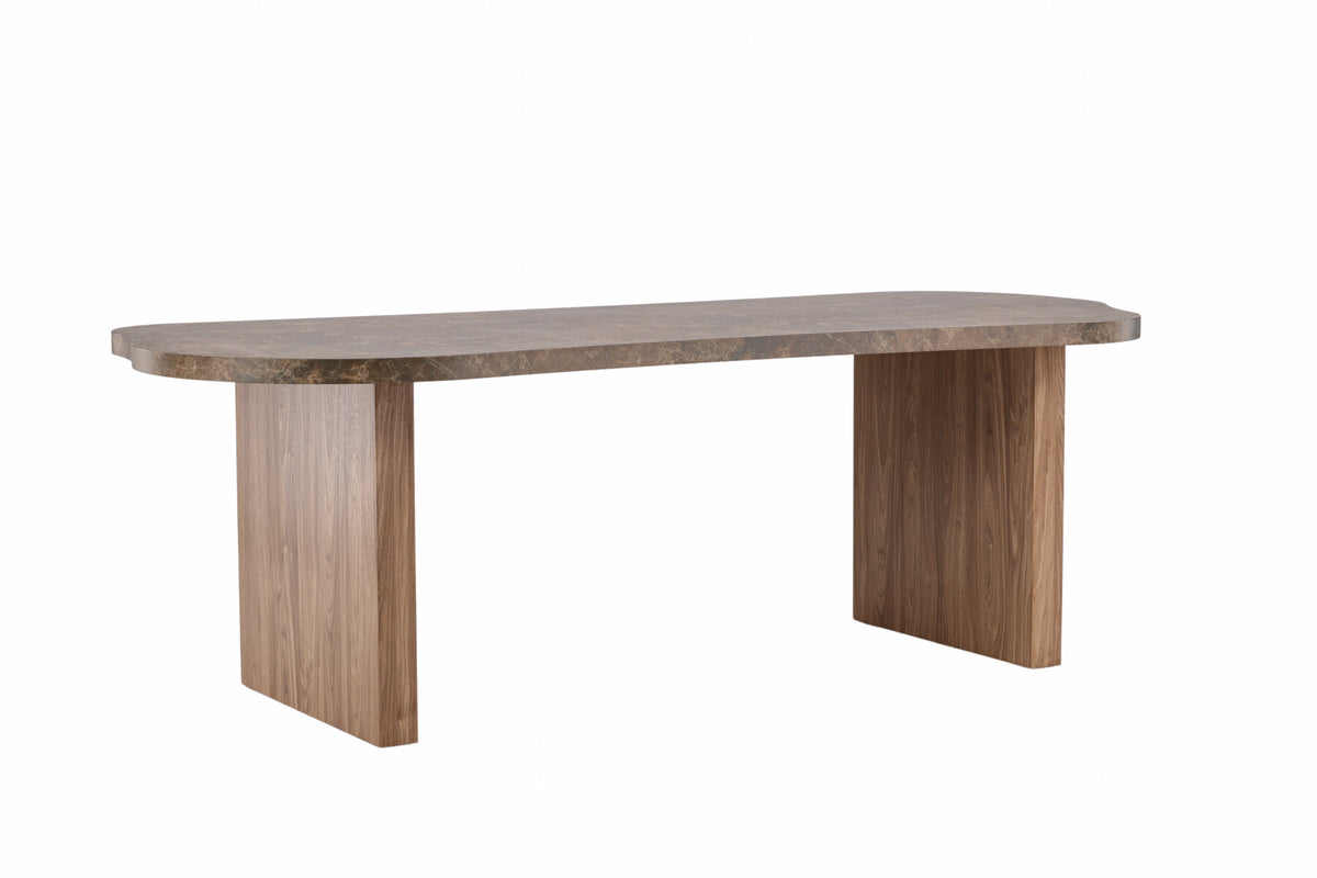 Eleonora ovalt matbord 100x230 cm brunt med marmorimitation