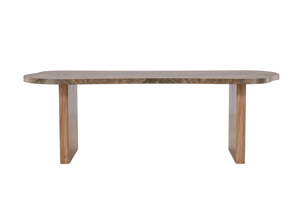 Eleonora ovalt matbord 100x230 cm brunt med marmorimitation