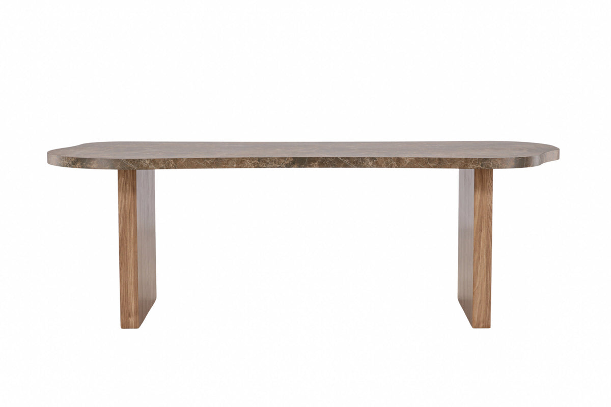 Eleonora ovalt matbord 100x230 cm brunt med marmorimitation