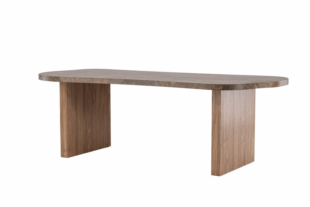 Eleonora ovalt matbord 100x230 cm brunt med marmorimitation