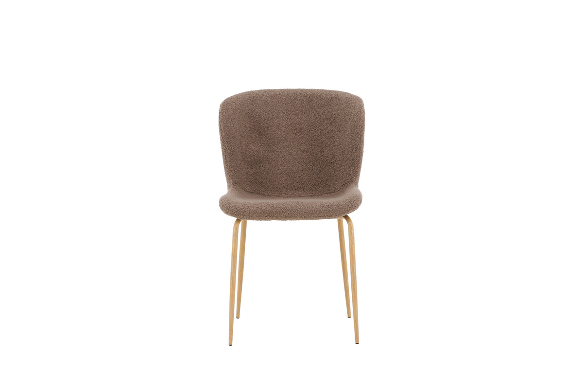 Modesto matstol 2-pack brun bouclé med mockafärgade ben