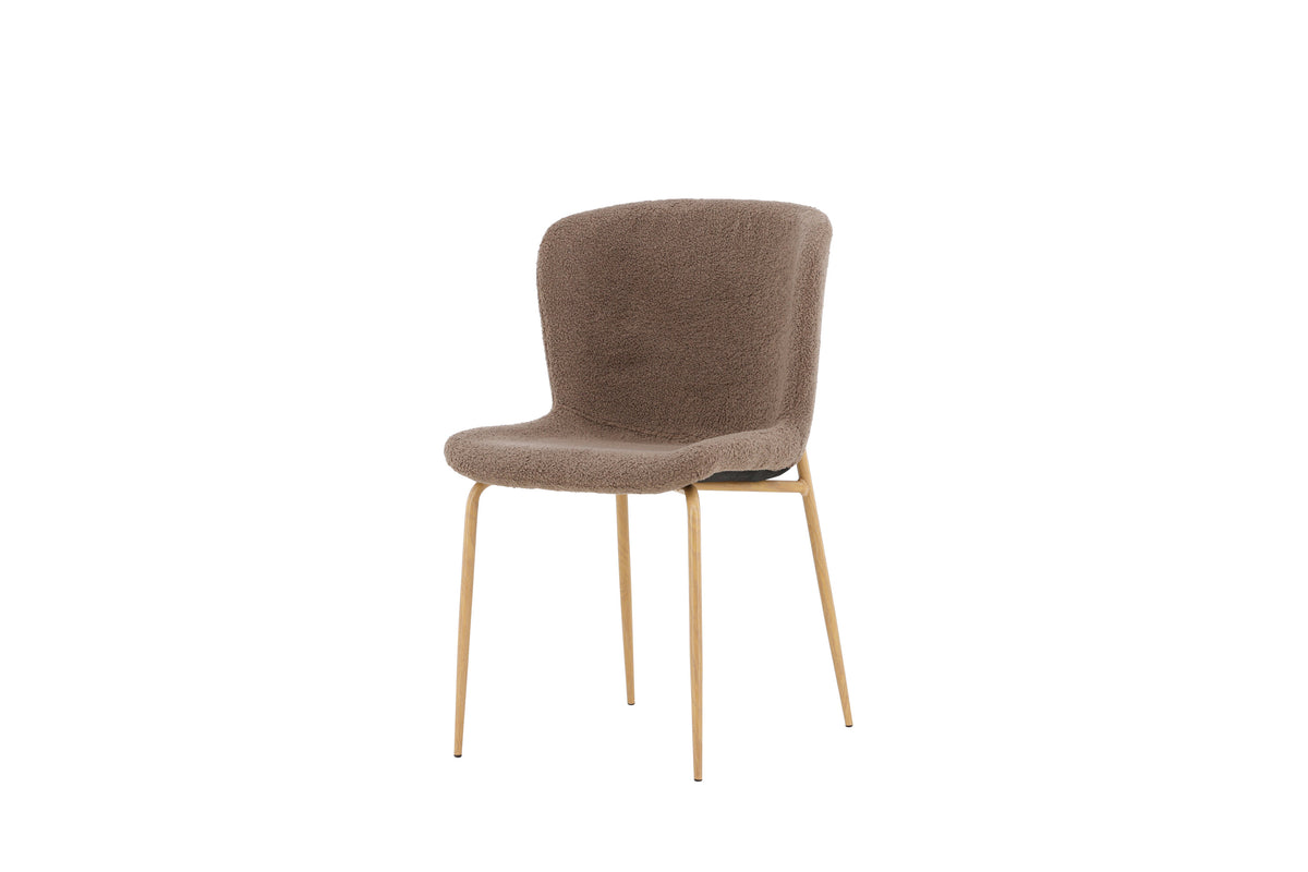 Modesto matstol 2-pack brun bouclé med mockafärgade ben