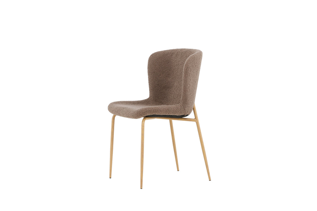 Modesto matstol 2-pack brun bouclé med mockafärgade ben