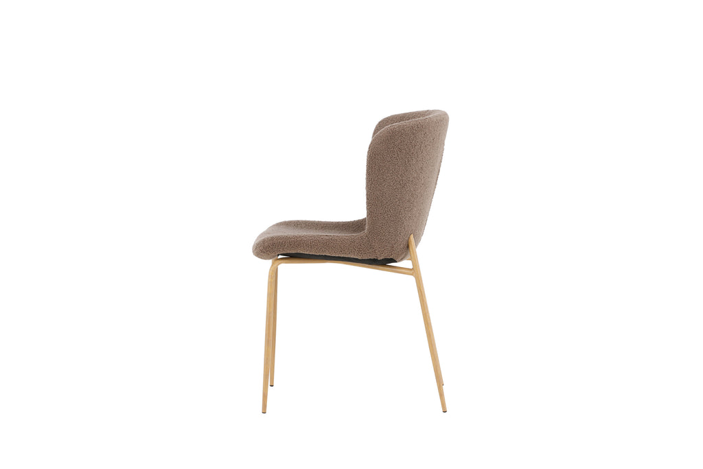 Modesto matstol 2-pack brun bouclé med mockafärgade ben