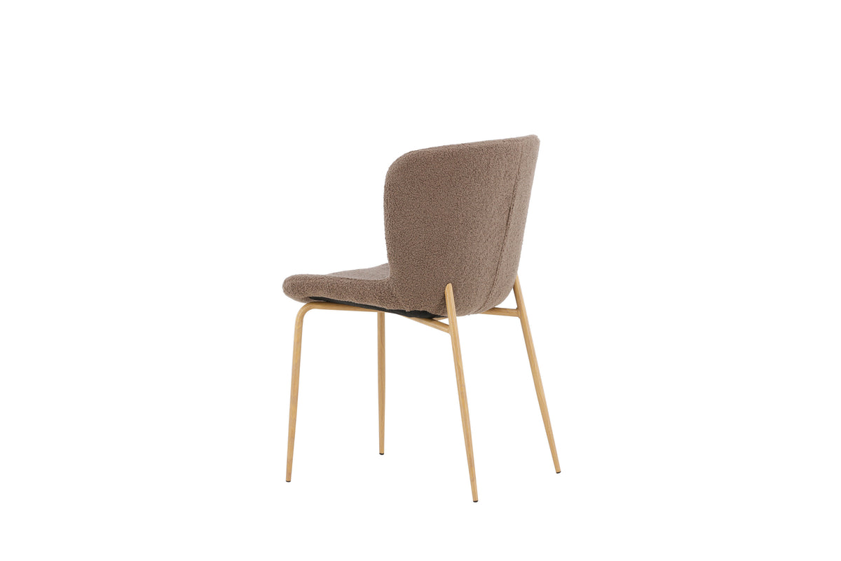 Modesto matstol 2-pack brun bouclé med mockafärgade ben