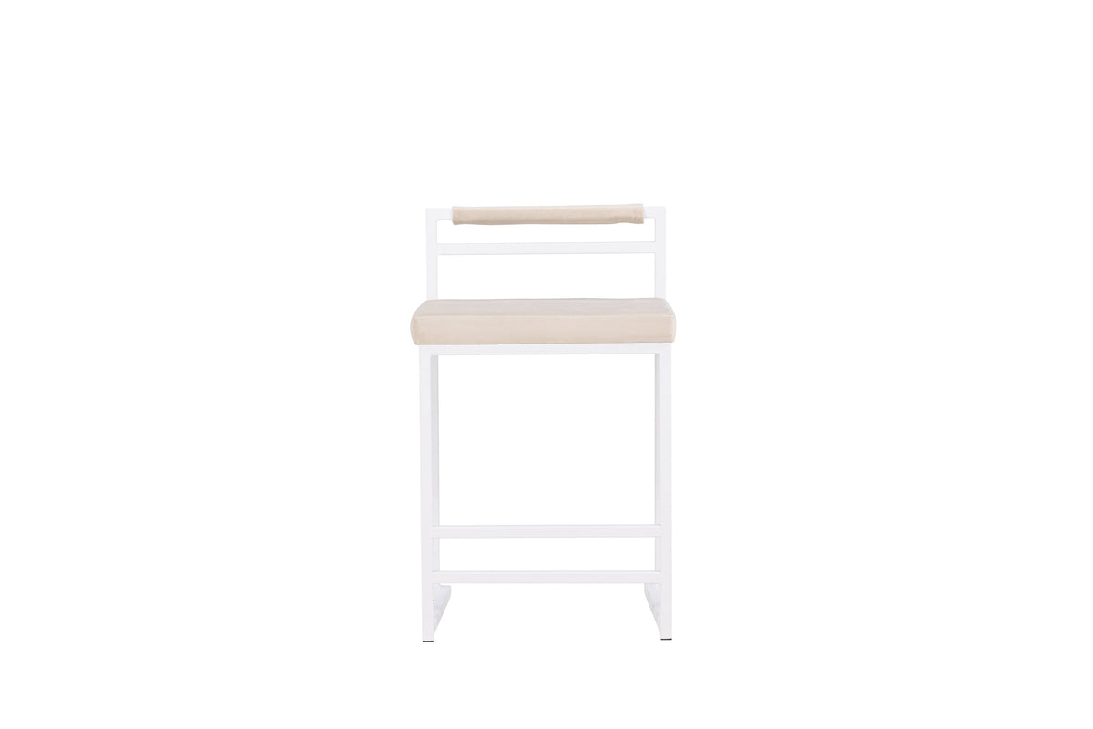 Opelika barstol 1-pack vit/beige sammet