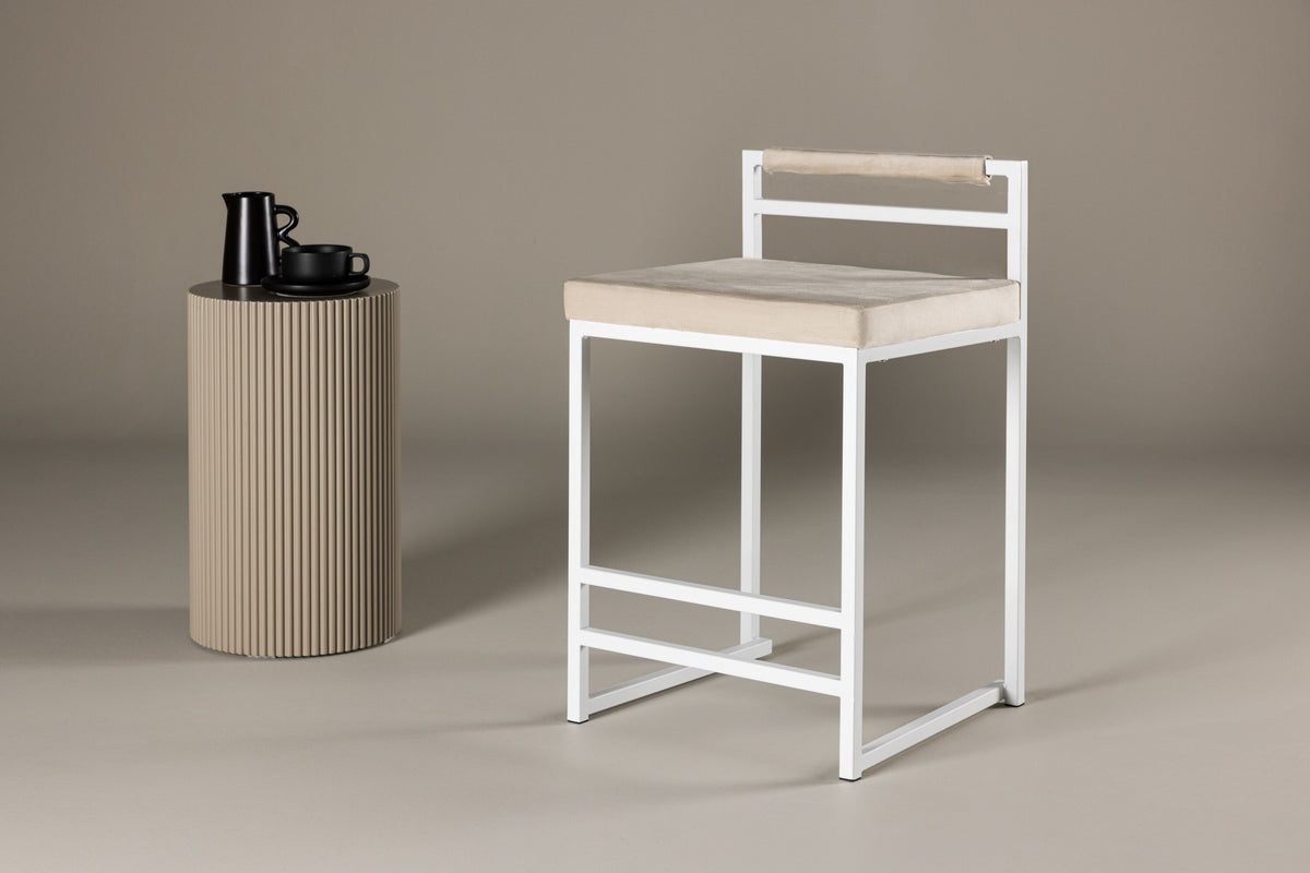 Opelika barstol 1-pack vit/beige sammet