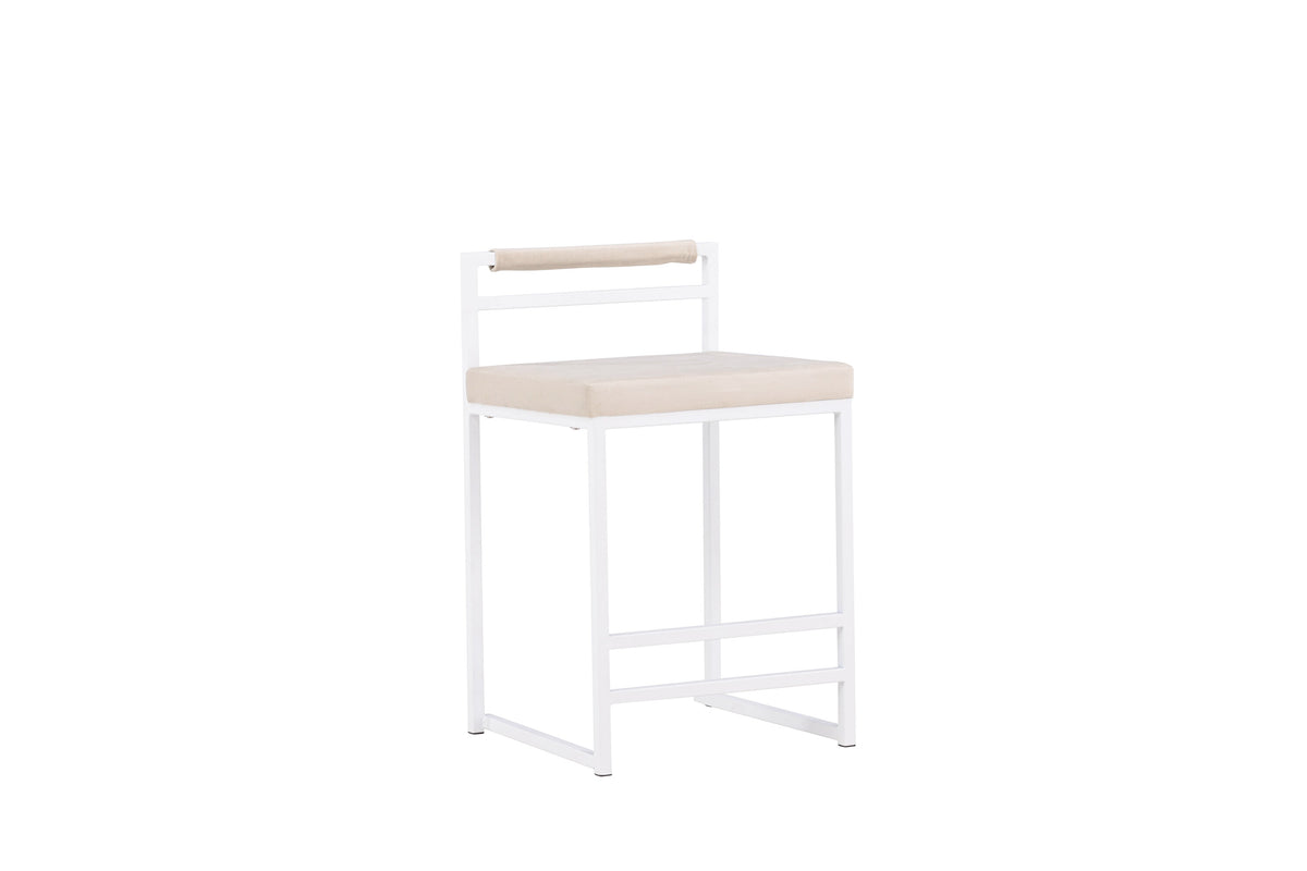 Opelika barstol 1-pack vit/beige sammet