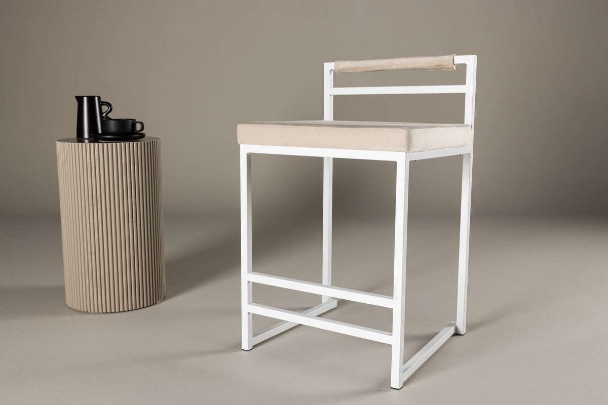 Opelika barstol 1-pack vit/beige sammet