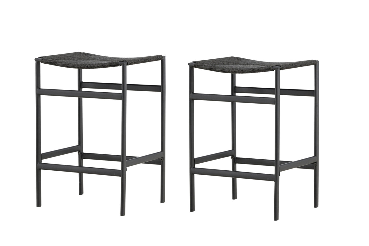 Polly barstol 2-pack svart med svart rep