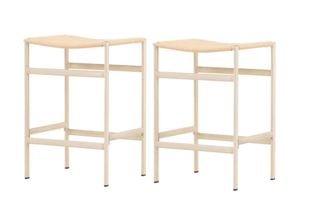 Polly barstol 2-pack vitlaserad med naturbeige rep