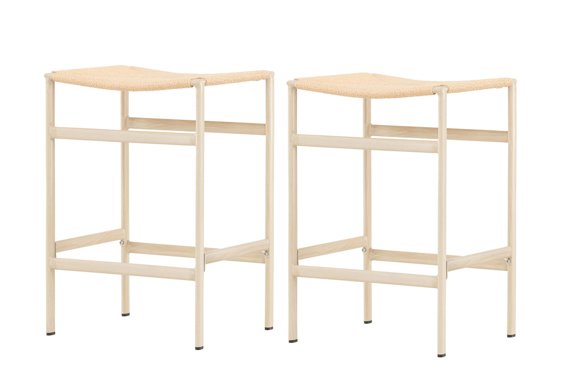 Polly barstol 2-pack vitlaserad med naturbeige rep