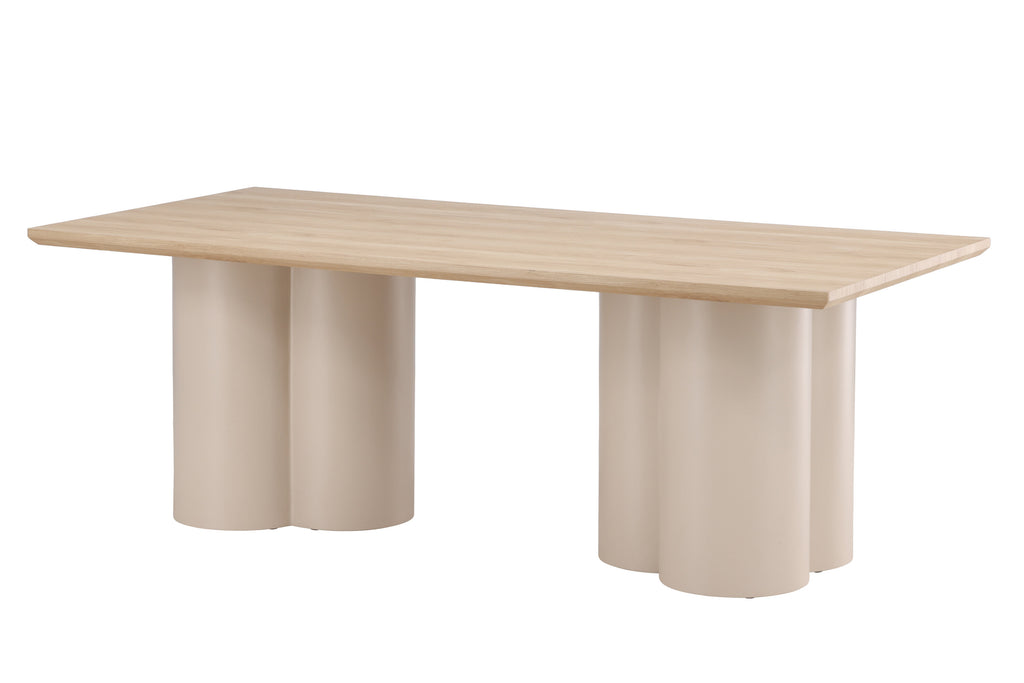 Olivia rektangulärt matbord 100x210 cm beige/vitlaserat