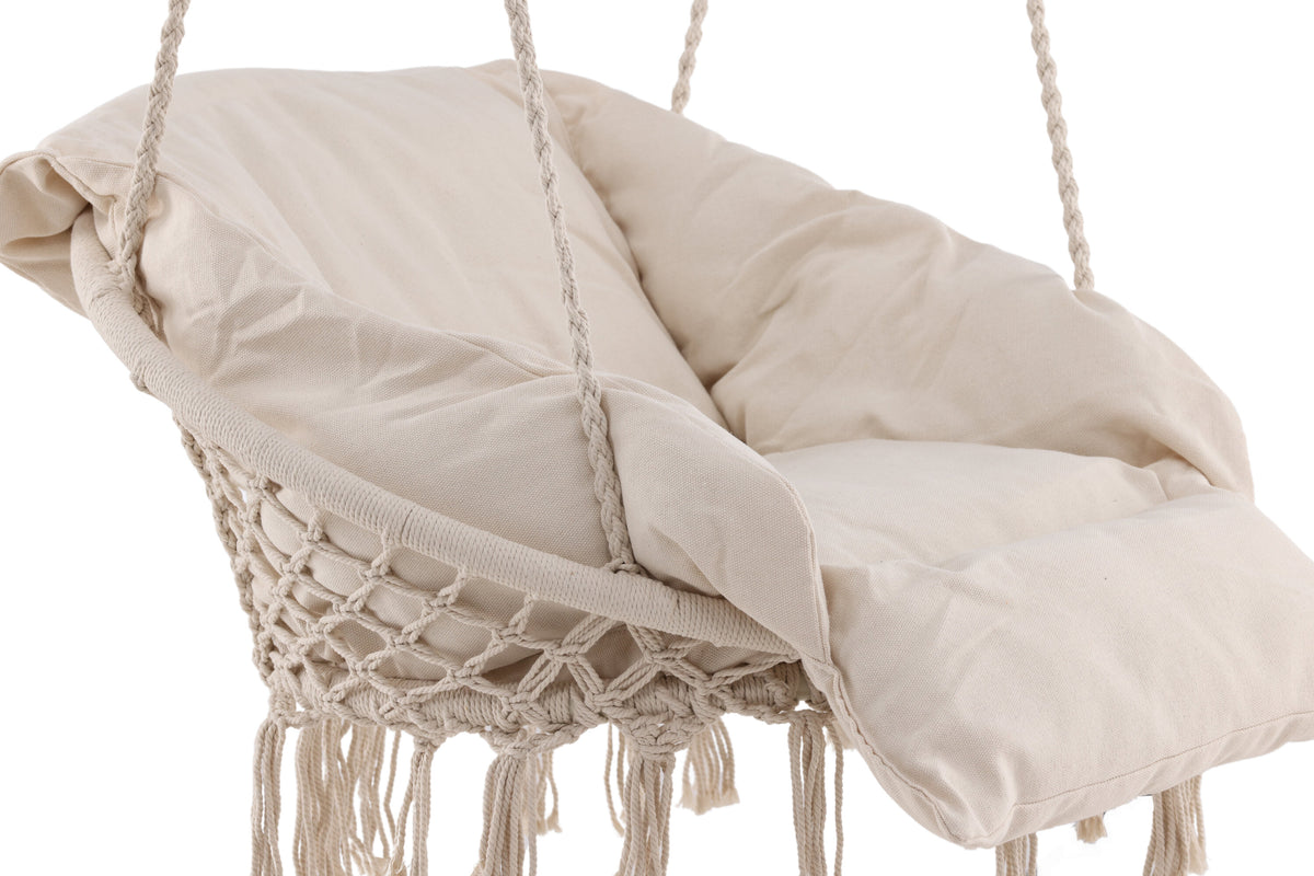 Hamtic hammock vit i stål och tyg med kuddar