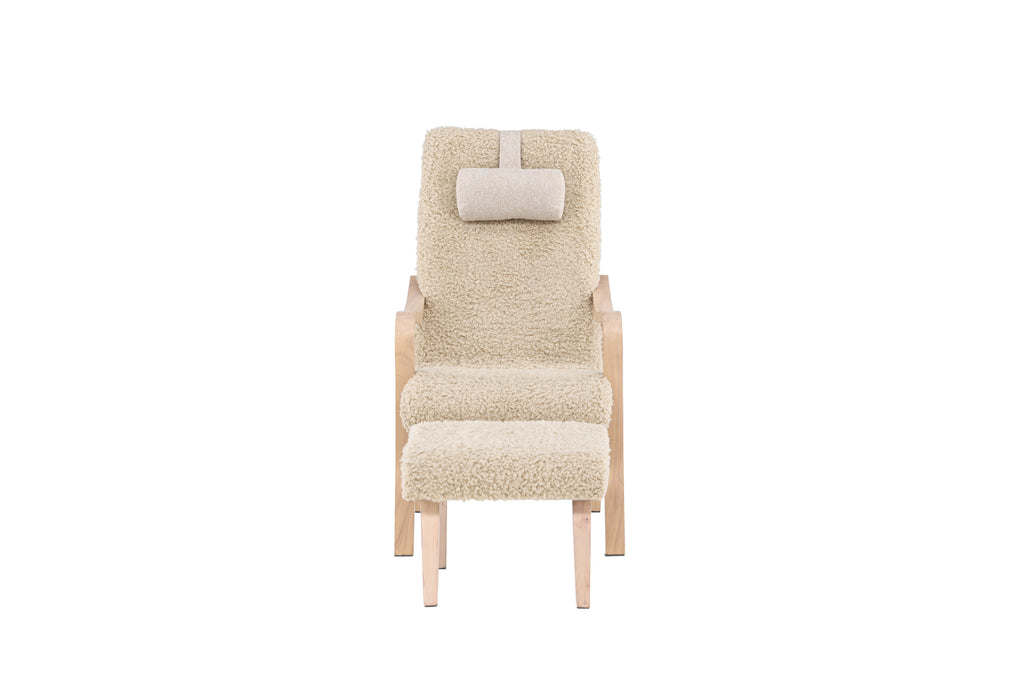 Fårö fåtölj sandbeige med träimitation