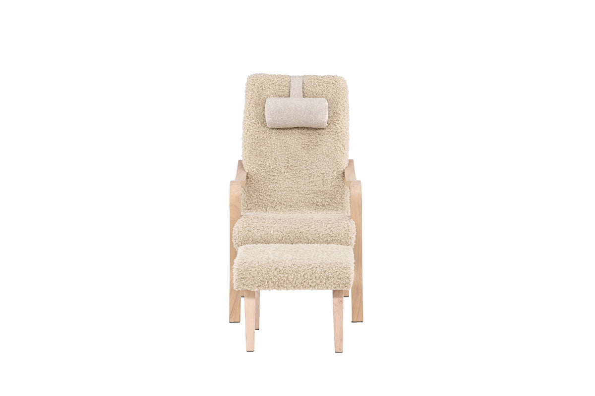 Fårö fåtölj sandbeige med träimitation