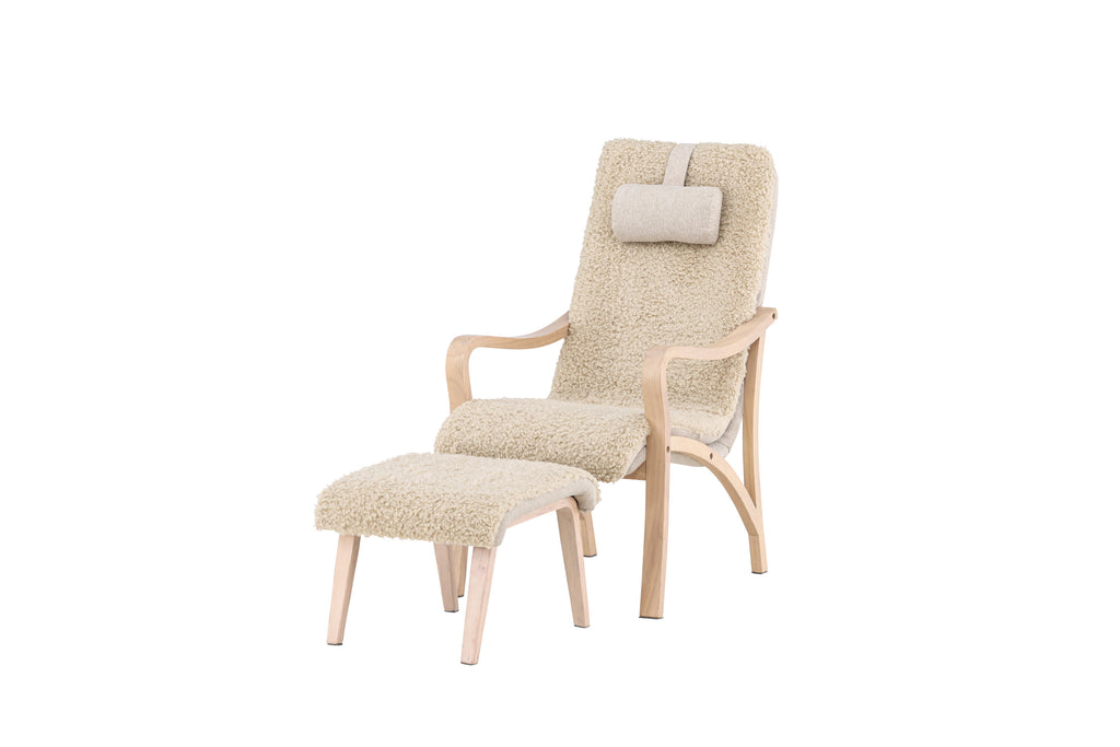 Fårö fåtölj sandbeige med träimitation