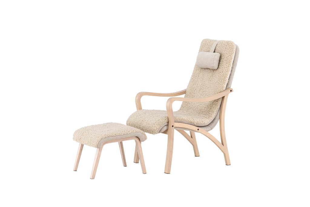 Fårö fåtölj sandbeige med träimitation