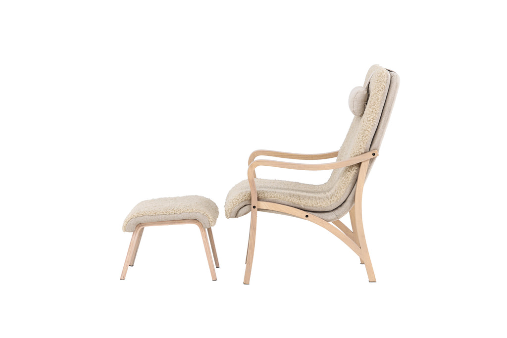 Fårö fåtölj sandbeige med träimitation
