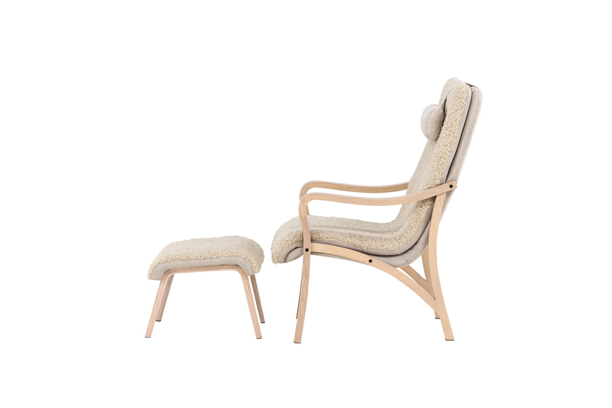 Fårö fåtölj sandbeige med träimitation
