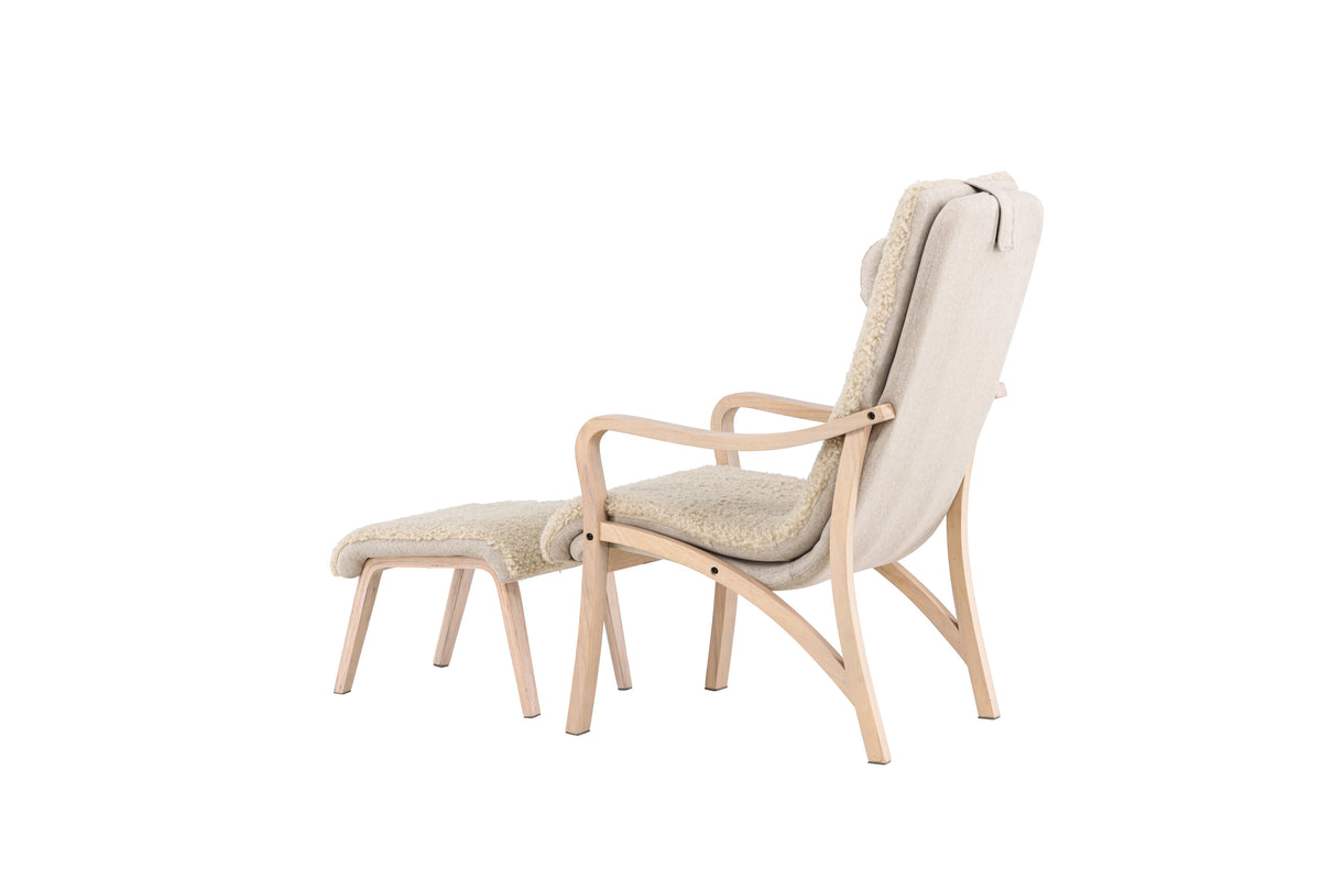 Fårö fåtölj sandbeige med träimitation