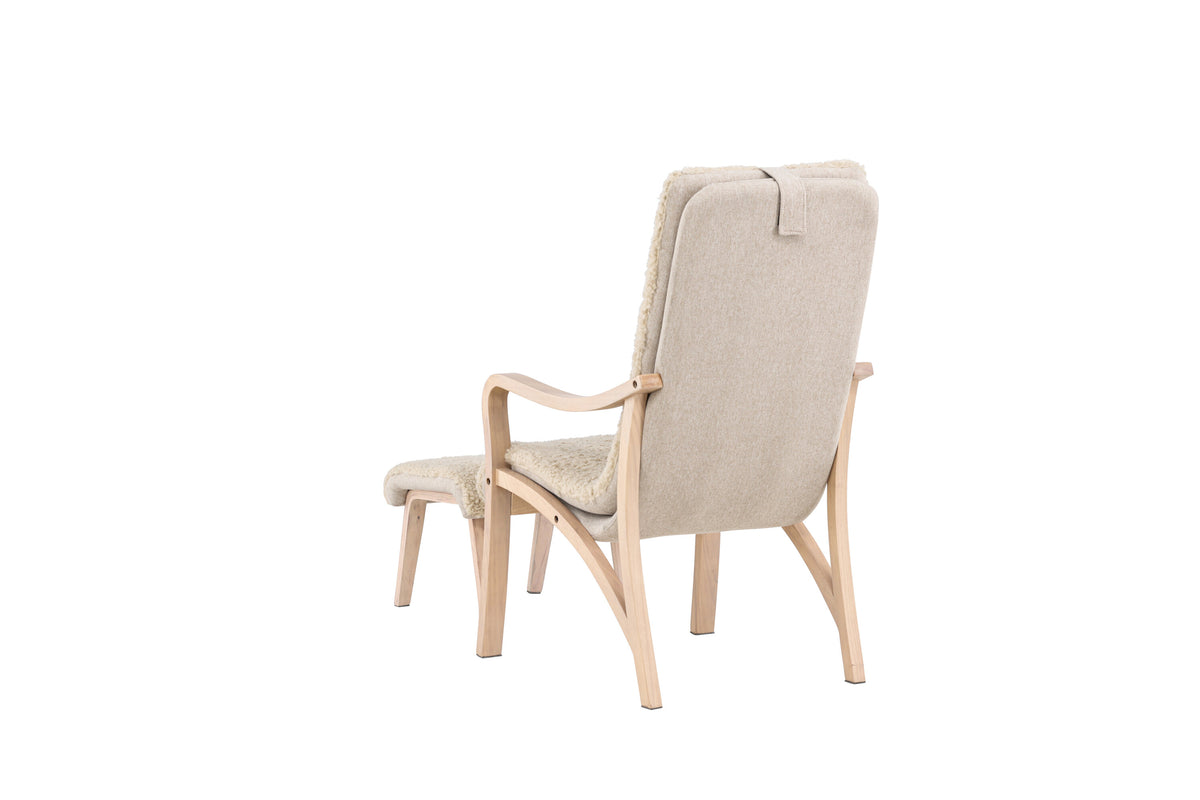Fårö fåtölj sandbeige med träimitation