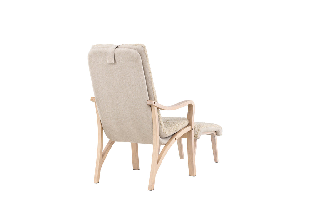 Fårö fåtölj sandbeige med träimitation
