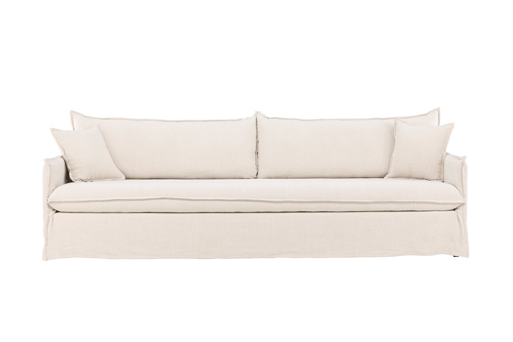 Nova 4-sitssoffa beige tyg med linnestruktur