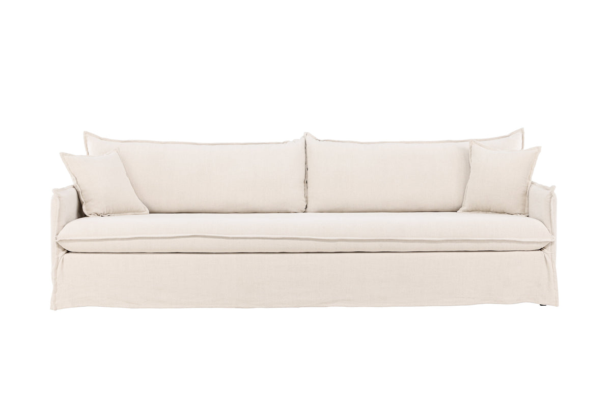 Nova 4-sitssoffa beige tyg med linnestruktur