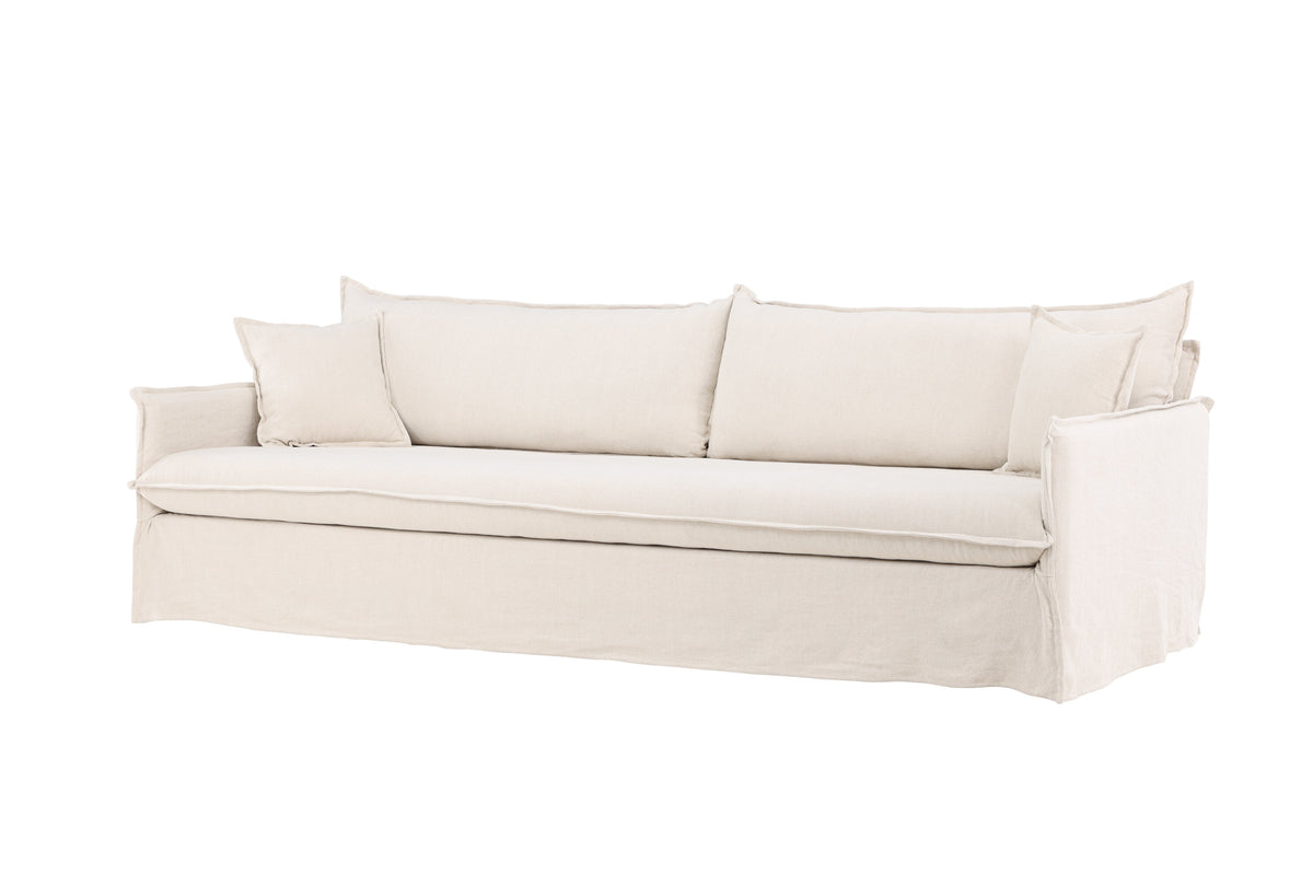 Nova 4-sitssoffa beige tyg med linnestruktur