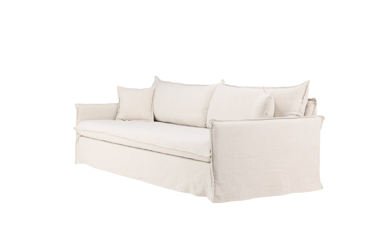 Nova 4-sitssoffa beige tyg med linnestruktur