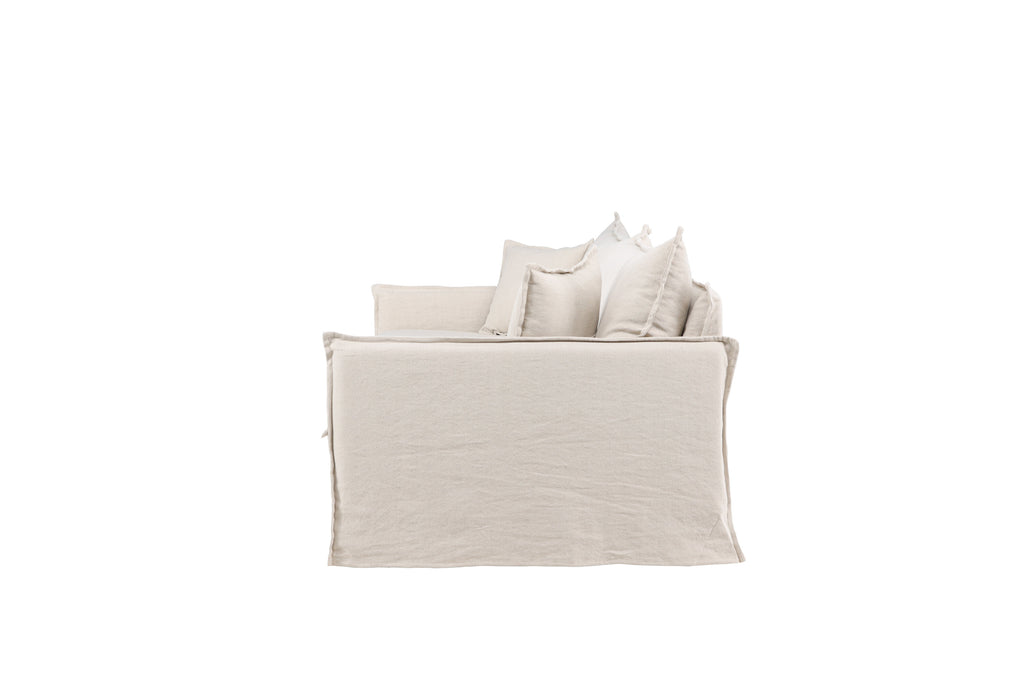 Nova 4-sitssoffa beige tyg med linnestruktur