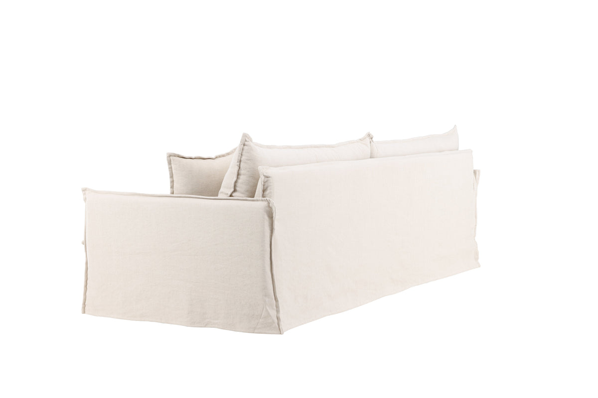 Nova 4-sitssoffa beige tyg med linnestruktur