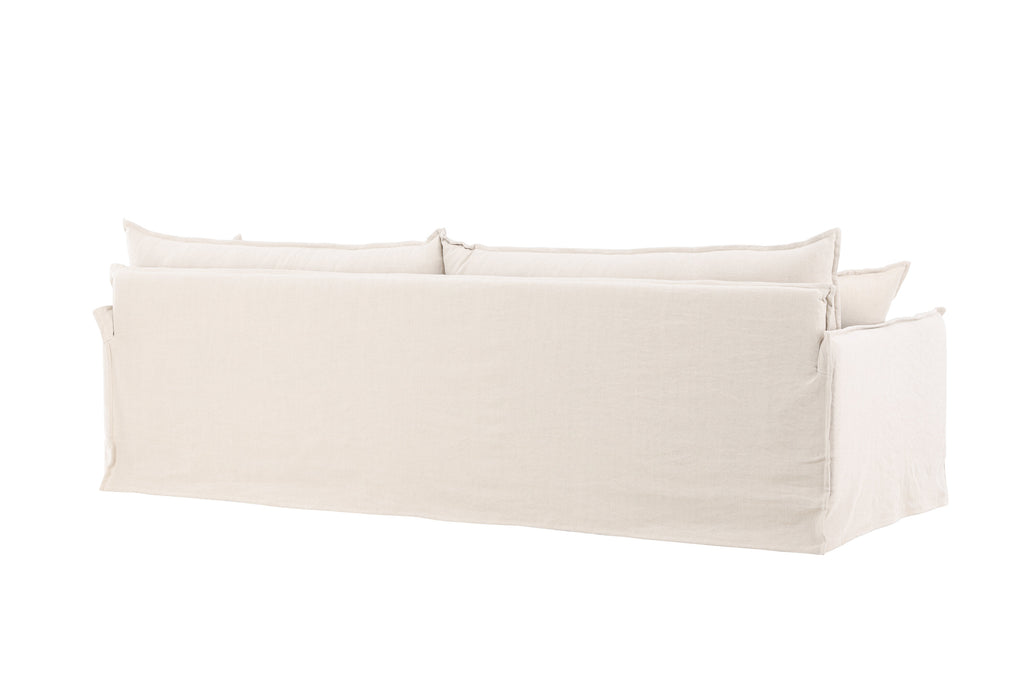 Nova 4-sitssoffa beige tyg med linnestruktur